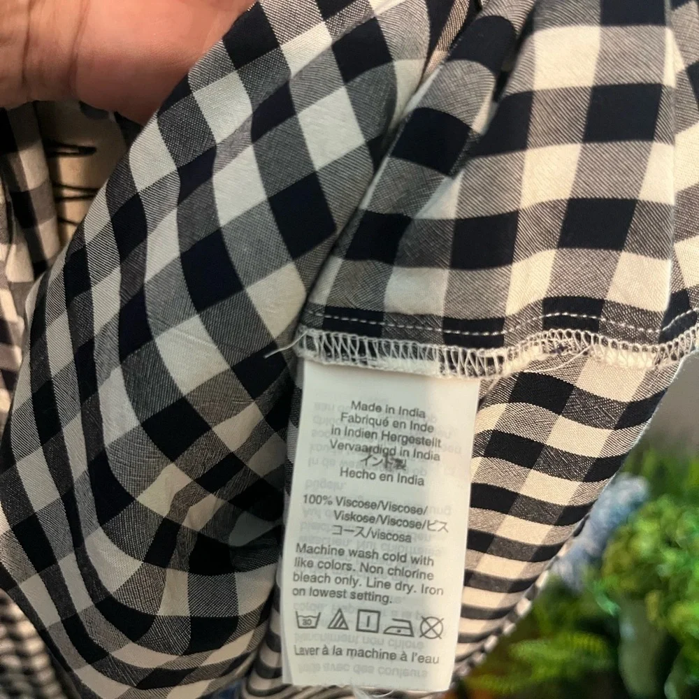 J. Crew Black and White Checkered Midi Dress